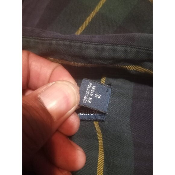 Polo Ralph Lauren Shirt Men's Plaid size XL Long Sleeve Green Blue Cotton - Picture 9 of 11